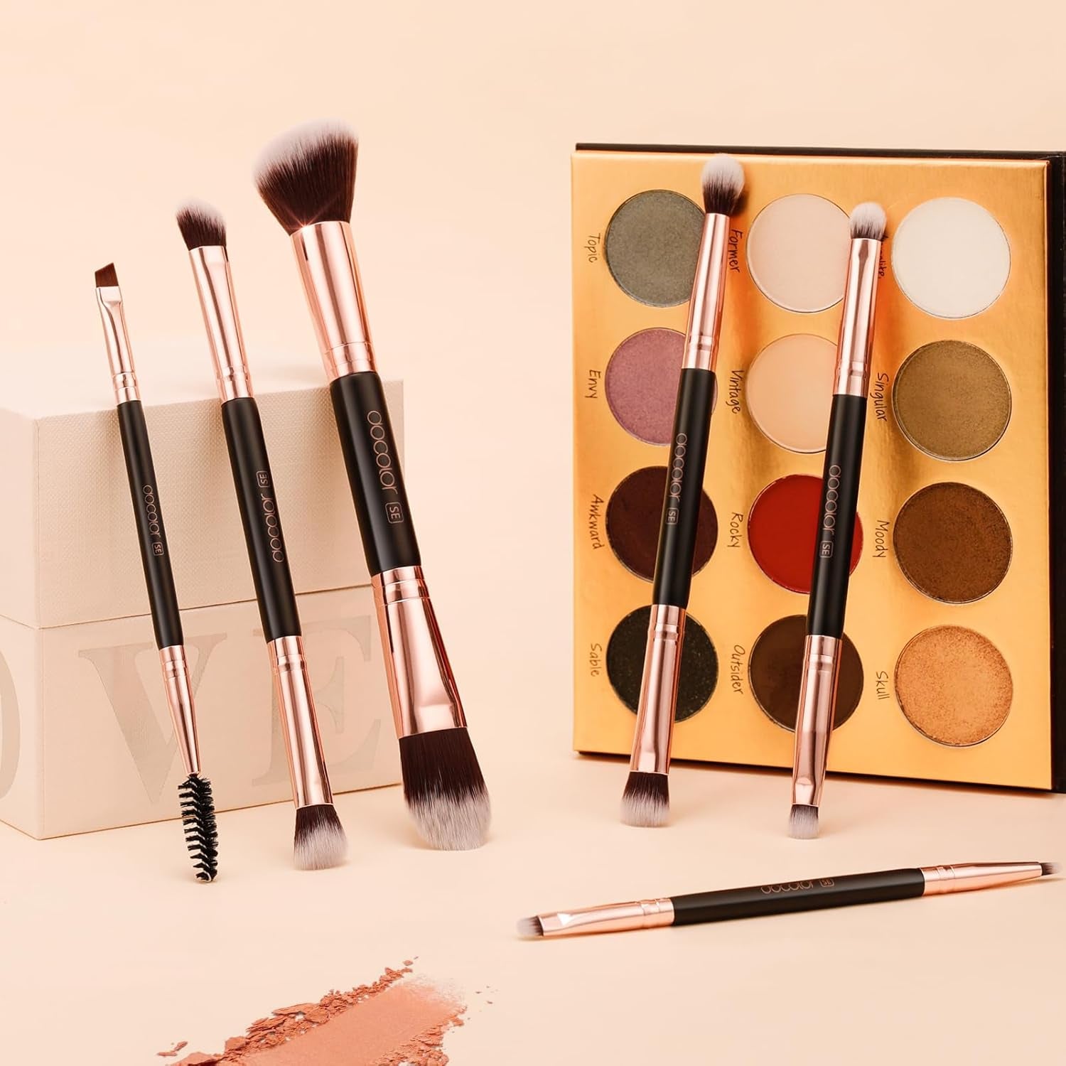 Makeup Brushes 6Pieces Double Sided Makeup Brushes Set Professional Foundation Eyeshadow Travel Make up Brushes Kits | Double Ended Eyeshadow Brush Set - Professional Synthetic Travel Makeup Brushes for Blending, Shading, and Smoky Eye
