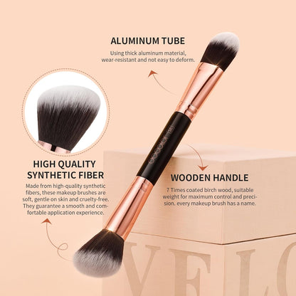 Makeup Brushes 6Pieces Double Sided Makeup Brushes Set Professional Foundation Eyeshadow Travel Make up Brushes Kits | Double Ended Eyeshadow Brush Set - Professional Synthetic Travel Makeup Brushes for Blending, Shading, and Smoky Eye