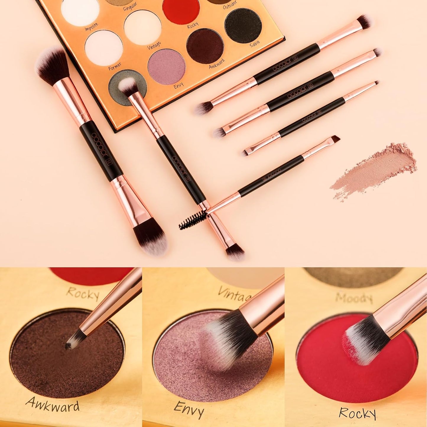 Makeup Brushes 6Pieces Double Sided Makeup Brushes Set Professional Foundation Eyeshadow Travel Make up Brushes Kits | Double Ended Eyeshadow Brush Set - Professional Synthetic Travel Makeup Brushes for Blending, Shading, and Smoky Eye