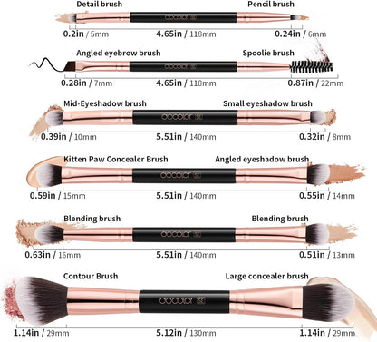 Makeup Brushes 6Pieces Double Sided Makeup Brushes Set Professional Foundation Eyeshadow Travel Make up Brushes Kits | Double Ended Eyeshadow Brush Set - Professional Synthetic Travel Makeup Brushes for Blending, Shading, and Smoky Eye